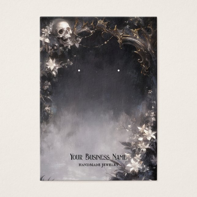 Halloween Skullblommor - uppläsningskort för Visni Visitkort (Framsidan)