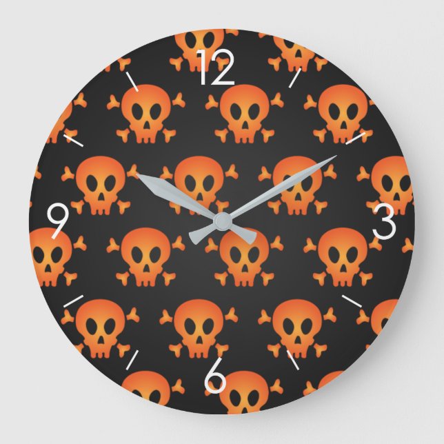 Halloween Skulls köldlås på kvadrat Stor Klocka (Framsida)