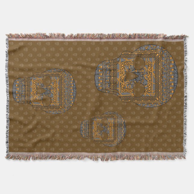 Halloween-skullvevett Filt (Framsidan)