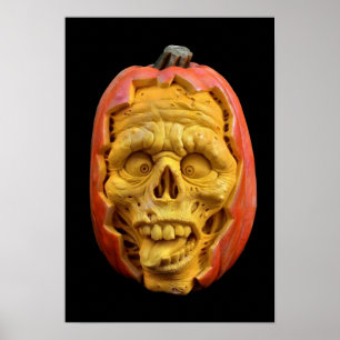 Halloween-skulpterad Jack-O’-Lantern Scary Ansikte Poster