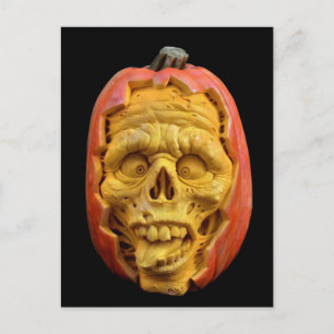 Halloween-skulpterad Jack-O’-Lantern Scary Ansikte Vykort