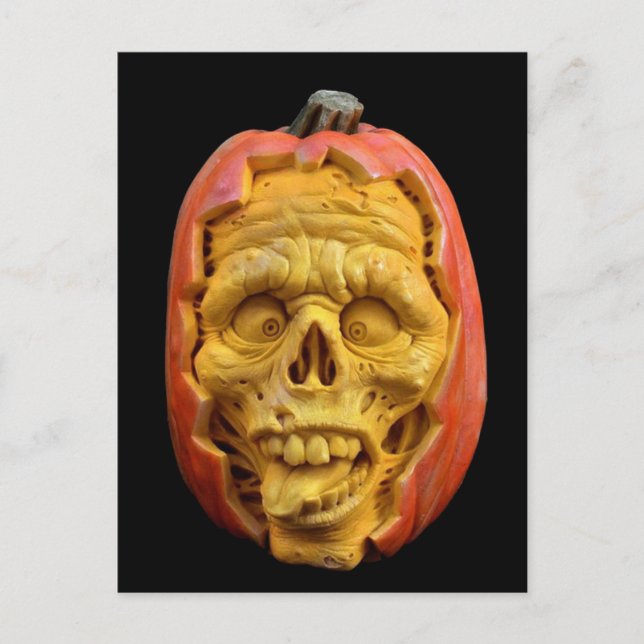 Halloween-skulpterad Jack-O’-Lantern Scary Ansikte Vykort (Framsida)