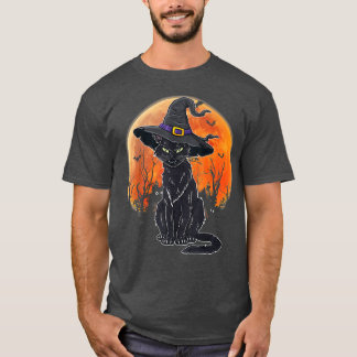 Halloween-skum, svart katt med Witch Hat Premium T Shirt