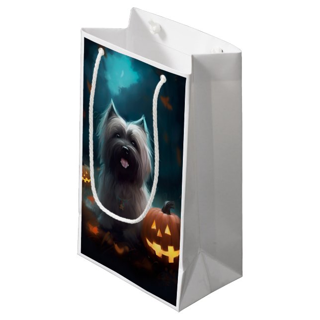 Halloween Skye Terrier med pumpor Scary (Framsidan Vinklad)