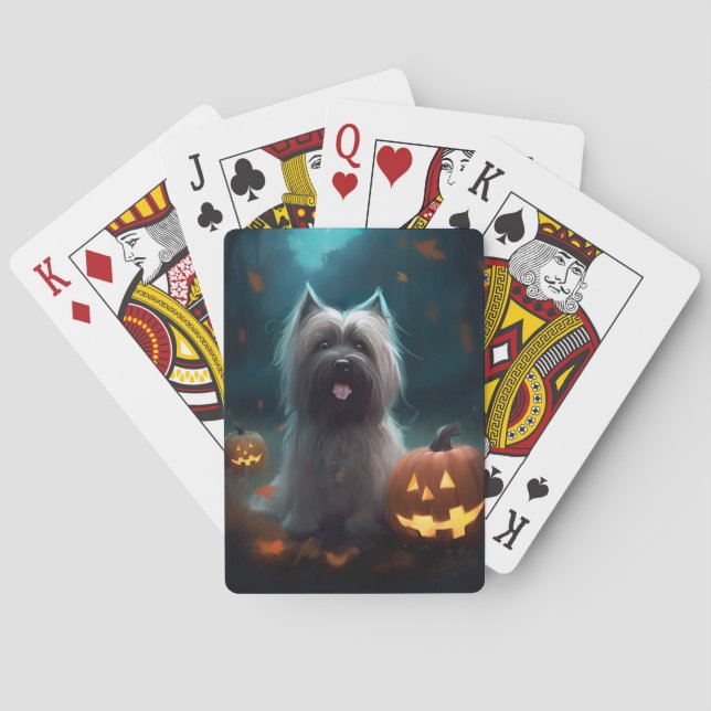 Halloween Skye Terrier med pumpor Scary Casinokort (Baksidan)
