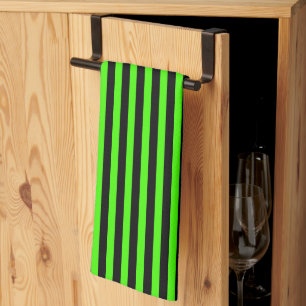 Halloween Slime Grönt och Black Stripe Kökshandduk
