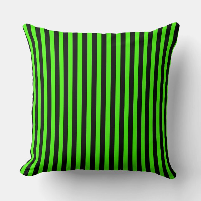 Halloween Slime Grönt och Black Stripe Kudde (Framsida)
