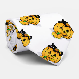 Halloween slips/pumpa och svartkatt slips
