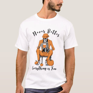 Halloween Slogan som lever död Tee, Spooky Skeleto T Shirt