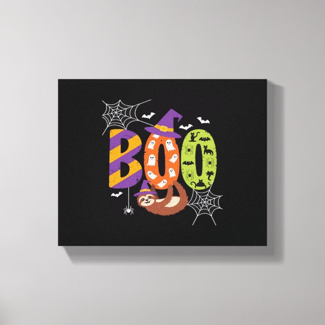 Halloween Sloth Boo Lazy Essential T-Shirt Canvastryck (Framsida)