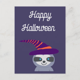 Halloween Sloth i Witch Hat Vykort