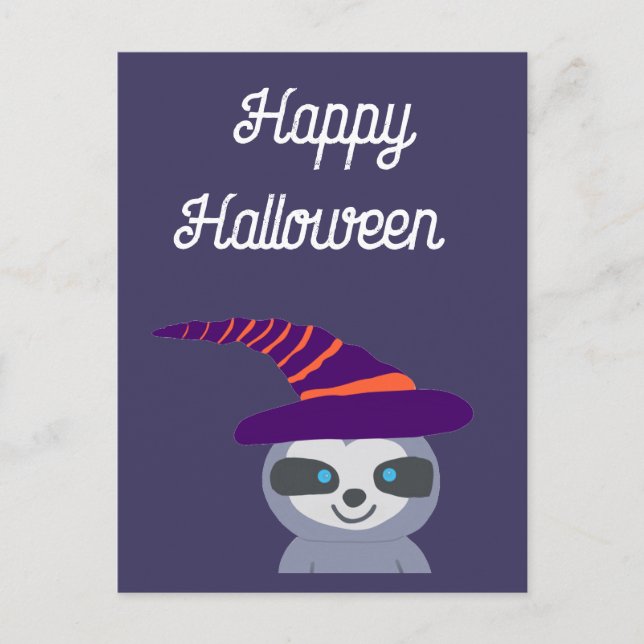 Halloween Sloth i Witch Hat Vykort (Framsida)