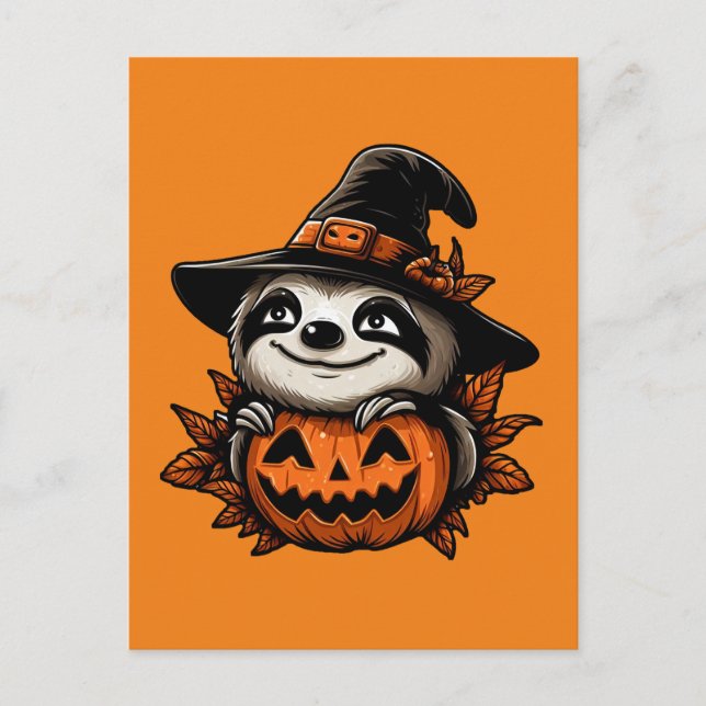 Halloween Sloth Pumpkin Festivity Vykort (Framsida)