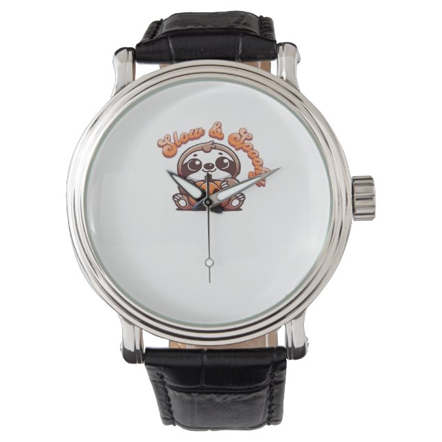 Halloween Sloth Slow och Spooky Cute Sloth Pumpkin Armbandsur (Framsida)