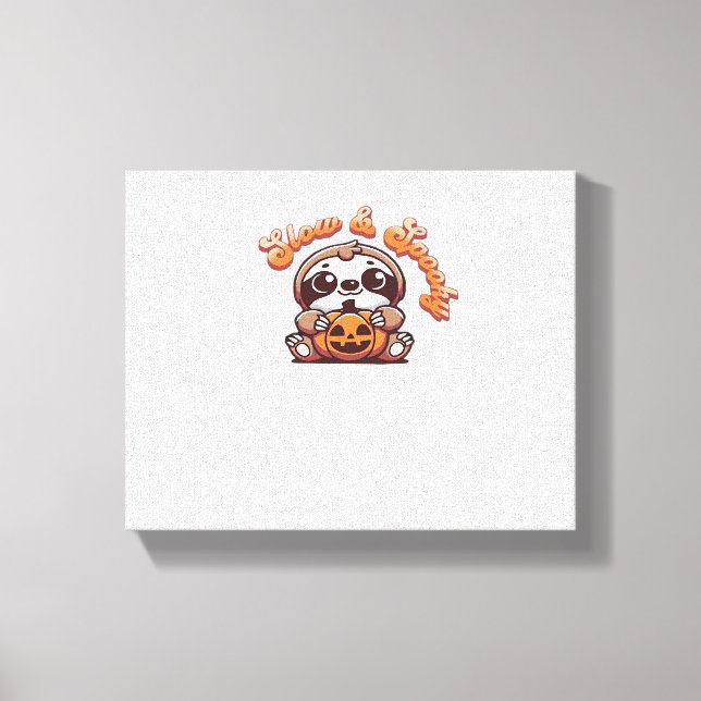 Halloween Sloth Slow och Spooky Cute Sloth Pumpkin Canvastryck (Framsida)