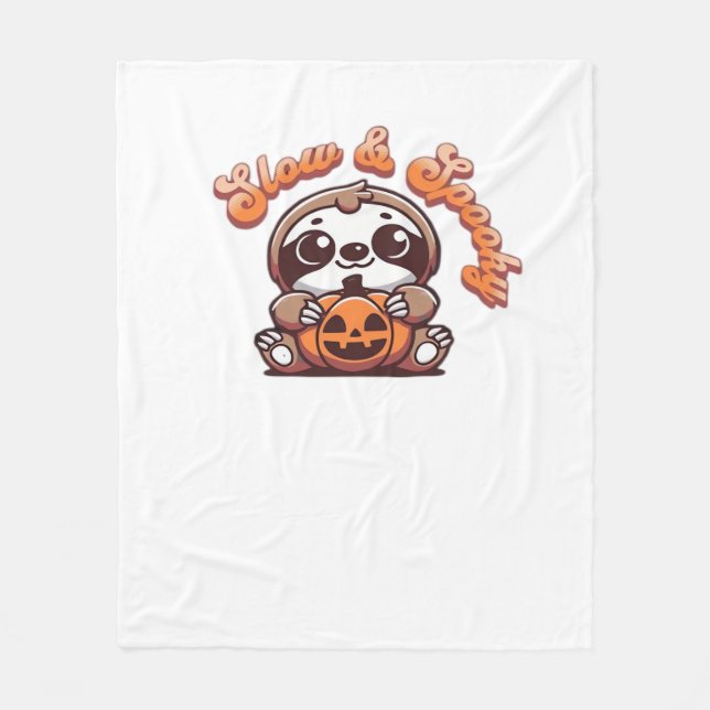 Halloween Sloth Slow och Spooky Cute Sloth Pumpkin Fleecefilt (Framsidan)