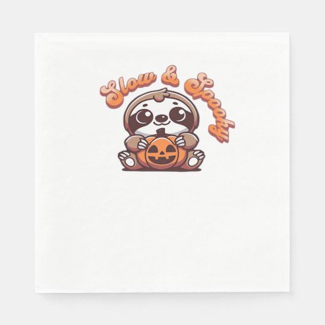 Halloween Sloth Slow och Spooky Cute Sloth Pumpkin Pappersservett (Framsidan)