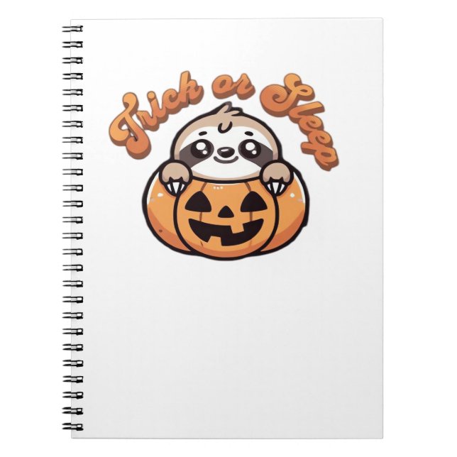Halloween Sloth Trick eller Ssov Cute Sloth Pumpki Anteckningsbok (Framsidan)