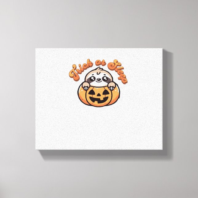 Halloween Sloth Trick eller Ssov Cute Sloth Pumpki Canvastryck (Framsida)