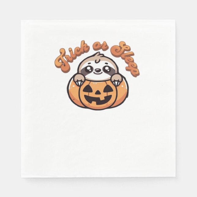Halloween Sloth Trick eller Ssov Cute Sloth Pumpki Pappersservett (Framsidan)