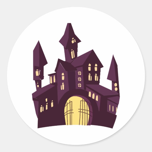Halloween-slott Runt Klistermärke (Framsida)