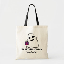 Halloween Smiling Ghost Loot Bag Tygkasse