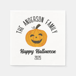 Halloween Smiling Pumpkin Ansikte Personlig Namn Pappersservett