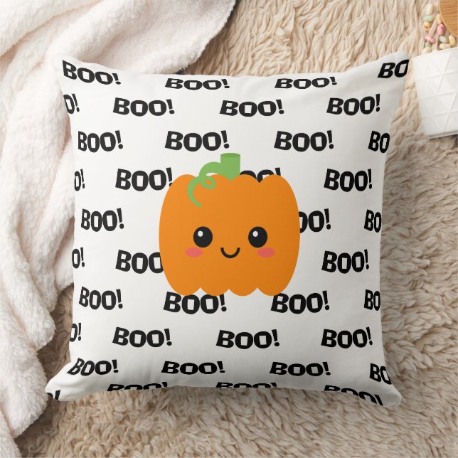 Halloween Smiling Pumpkin Cushion, Mysigt Pillow Kudde (Filt)