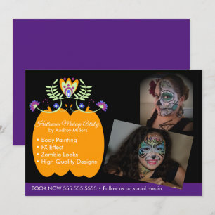Halloween-sminkartist bokningsverksamhet julkort