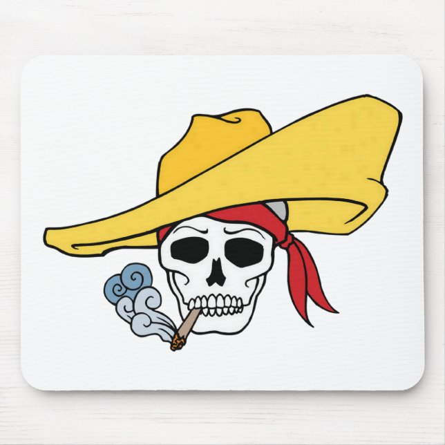 Halloween Smoking Skull med Bandana Tecknad Musmatta (Framsidan)
