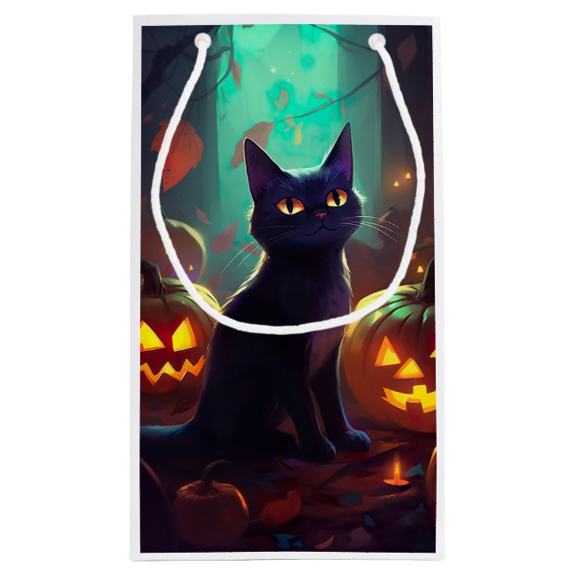 Halloween Smokingkatt Med Pumpa Skräck (Baksidan)