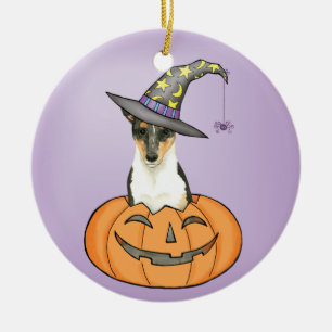 Halloween Smooth Collie Julgransprydnad Keramik