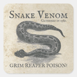 Halloween Snake Venom Antique Apothecary Fyrkantigt Klistermärke