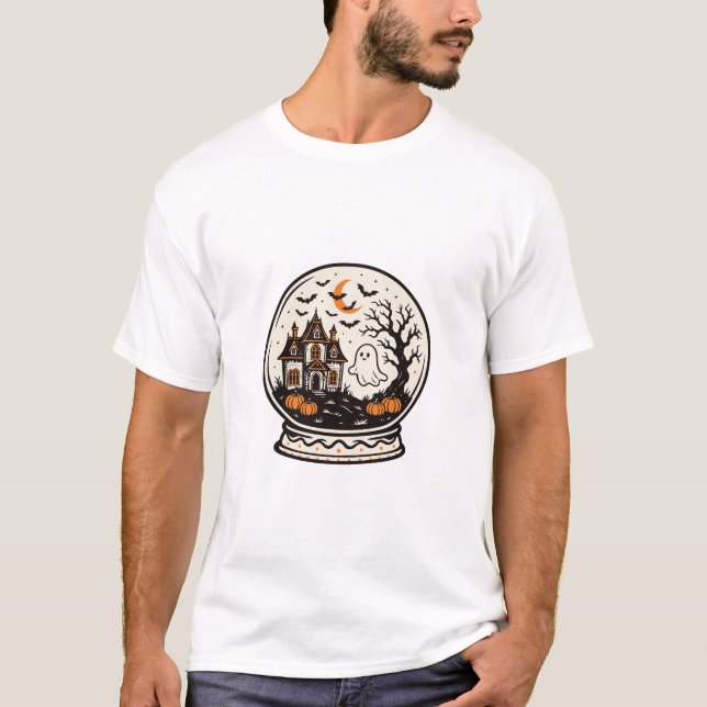 Halloween Snöglob med Spökhus T Shirt (Framsida)