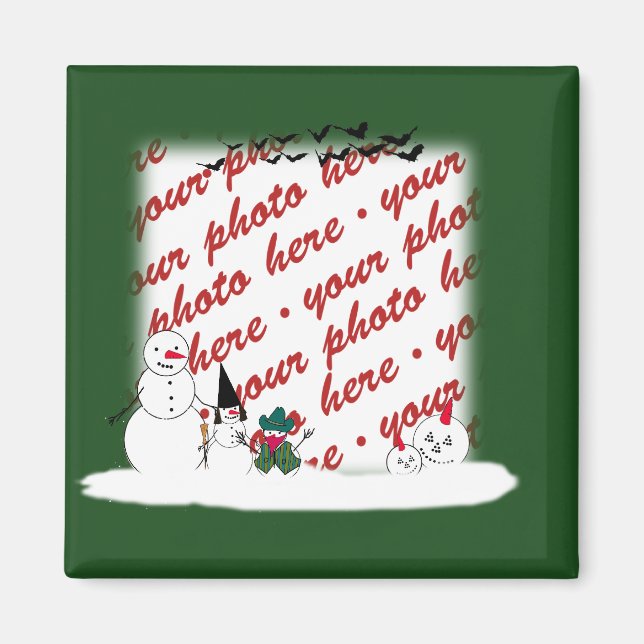 Halloween Snögubbars Photo Ram Magnet (Framsidan)