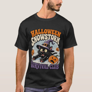 Halloween Snöstorm Klub Svart Katt t-shirt