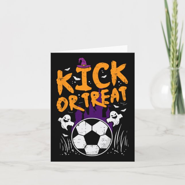 Halloween Soccer Kick eller Treat Football Costume Kort (Framsida)