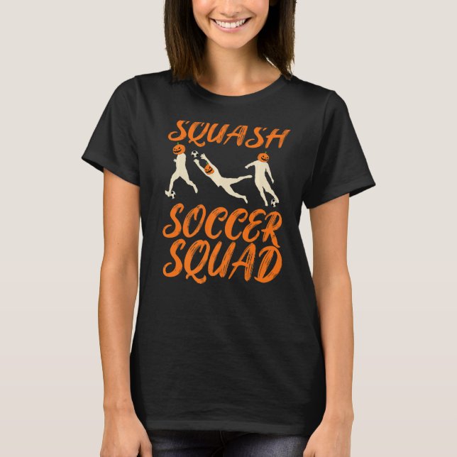 Halloween Soccer Player Boll Pumpkin Squad Squad S T Shirt (Framsida)