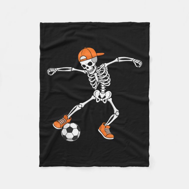 Halloween Soccer Skeleton Football Trick Or Treat  Fleecefilt (Framsidan)