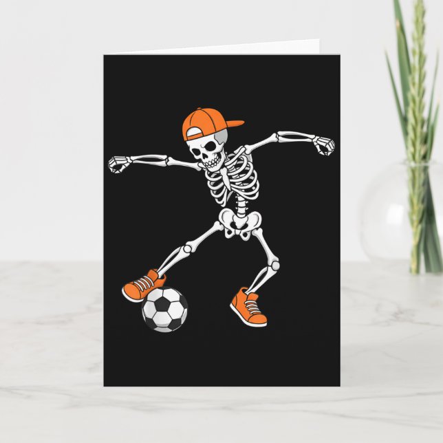 Halloween Soccer Skeleton Football Trick Or Treat  Kort (Framsida)