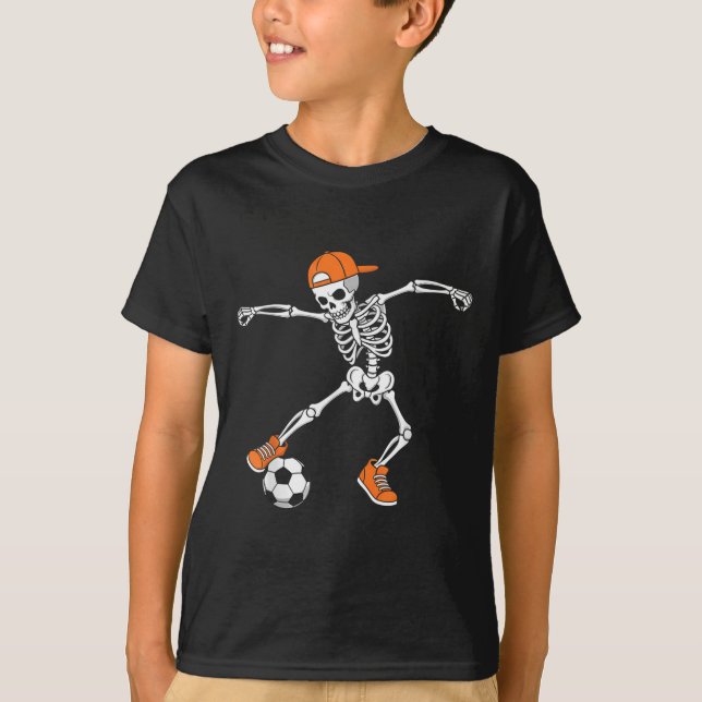 Halloween Soccer Skeleton Football Trick Or Treat  T Shirt (Framsida)