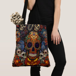 Halloween,Socker Skalle Pumpa Fiesta, Calavera Tygkasse
