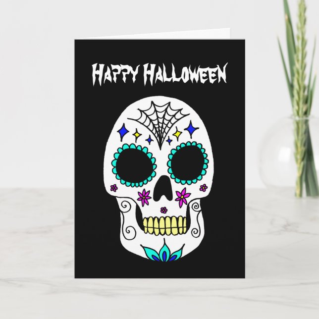 Halloween Socker Skalle Välkomsthälsning Kort (Framsida)