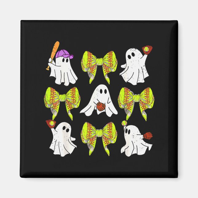 Halloween Softball Ghosts Softball Daughter Girls  Magnet (Framsidan)