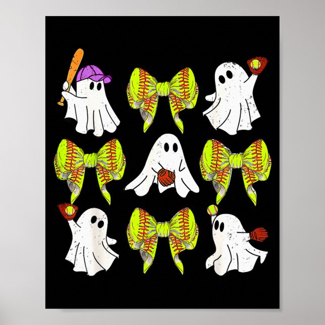 Halloween Softball Ghosts Softball Daughter Girls  Poster (Framsidan)