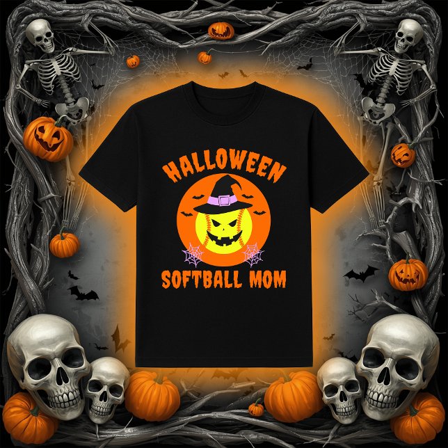 Halloween Softball Mamma | Spooky Witch Boll T Shirt (Skapare uppladdad)