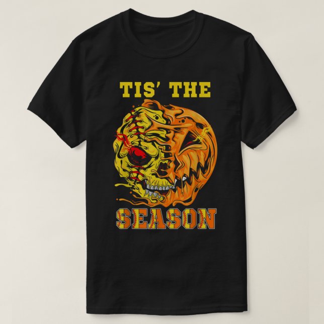 Halloween Softball Tis Season Pumpkin Softball T Shirt (Design framsida)