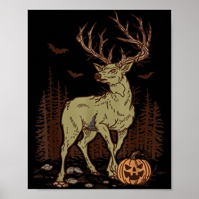 Halloween Soky Deer Antler Zombie Rustic Buck Fall Poster (Framsidan)