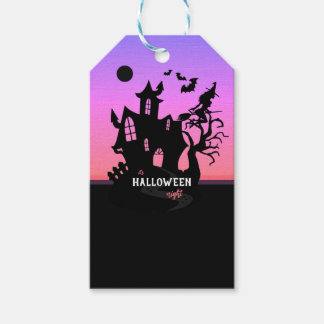 Halloween Solnedgång Natt Häxa och Fladdermöss Jak Presentetikett