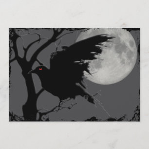 Halloween som är korpsvart i gren med fullmånen inbjudningar